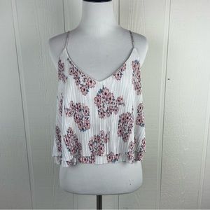 Sadie & Sage Floral Tiered Hem Crop Tank Top Size Medium